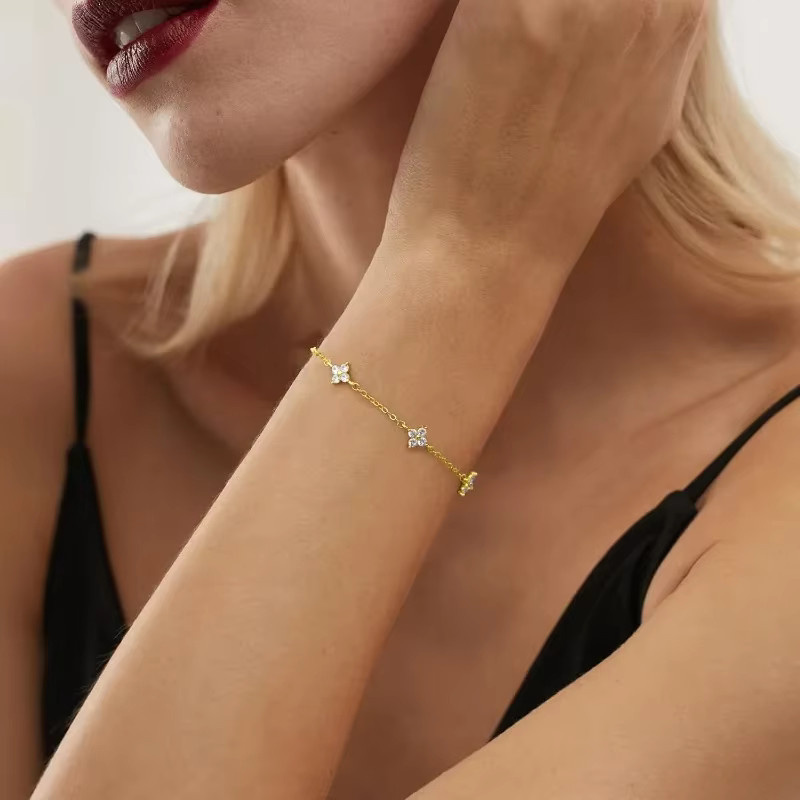 Armband 925 Silber, vergoldet, Zirkonia, Damen - Bild 2