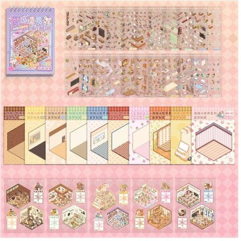 Wonder Hobby Mini-Buch-Set 3D Szenenaufkleber Miniaturhausszene Traumhütte - Bild 1