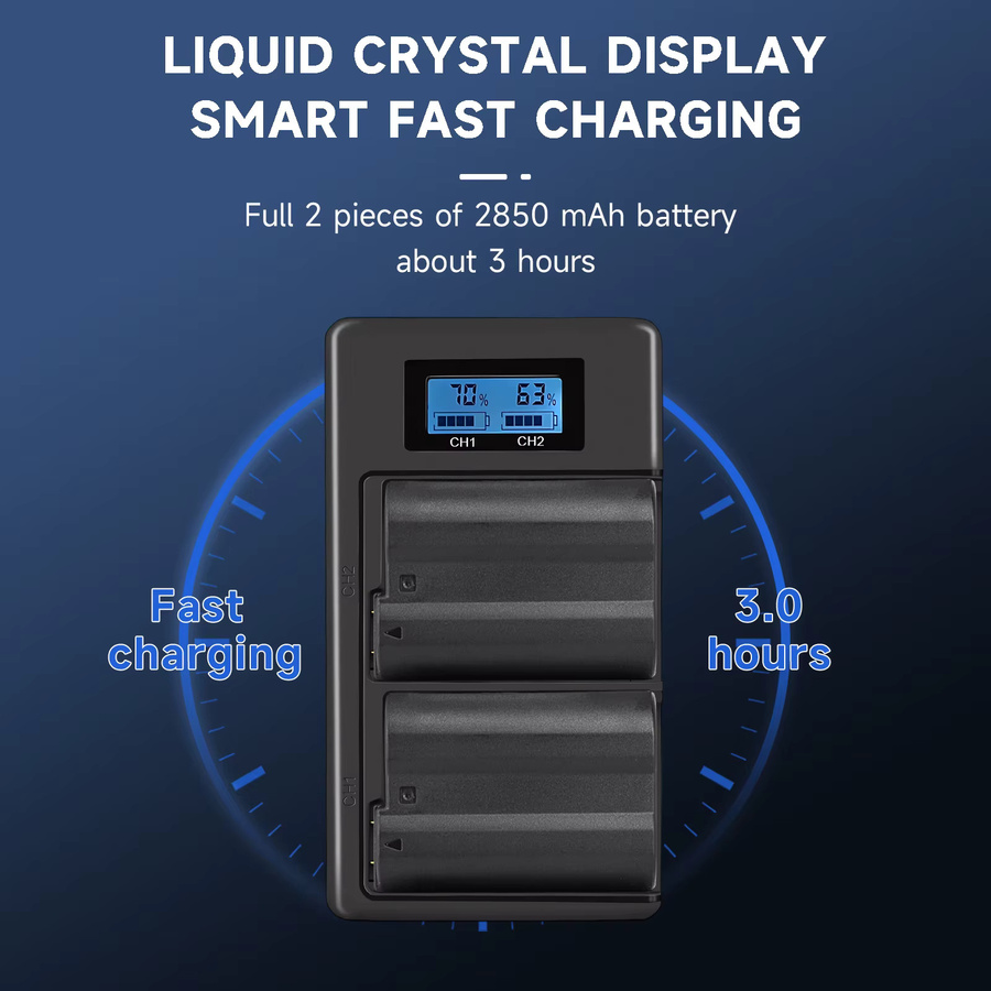 CITYORK Kamera-Akku EN-EL15 / EN-EL15C mit Dual-USB-Ladegerät, 2850mAh, Schwarz - Bild 6
