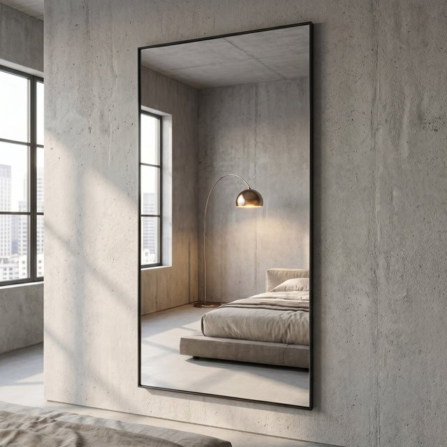 Superaly Ganzkörperspiegel mit Aluminiumrahmen in Gold oder Schwarz, Wandspiegel und Standspiegel aus bruchsicherem Glas, Breite: 80 cm, Höhe: 180 cm - Bild 1