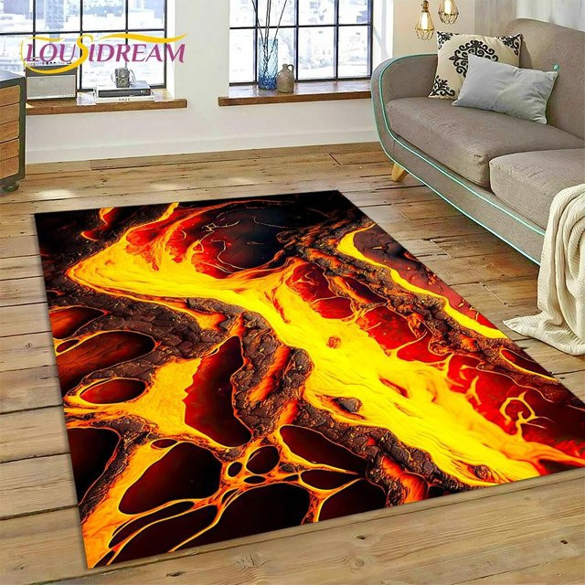 Karpetti Vulkan 3D Lava Magma Teppich, rot, B/T: 120 x 80 cm - Bild 1