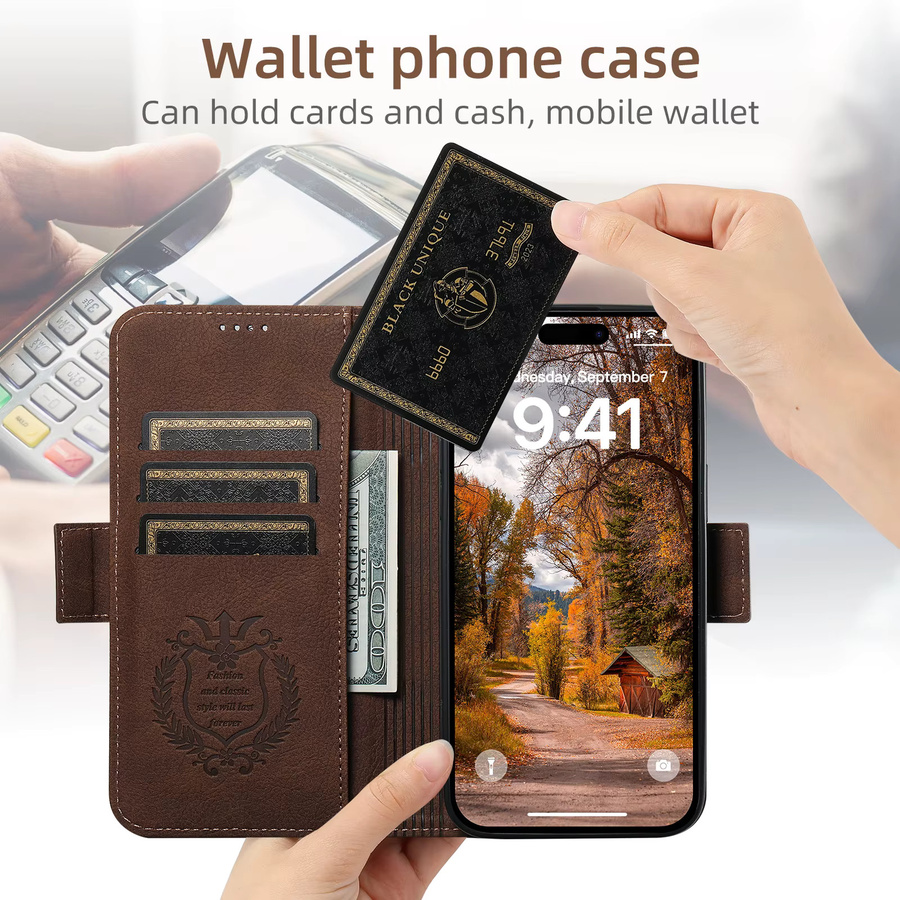 Suteni Kartenhalter-Brieftasche Flip-Cover-Telefonhülle mit MagSafe für iPhone 17 Pro Max 16 Plus 15 14 13 in Blau oder Braun - Bild 4