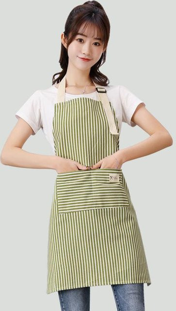 Atmungsaktive Baumwoll-Kochschürze in Grün für Damen und Herren im minimalistischen Design - Bild 1