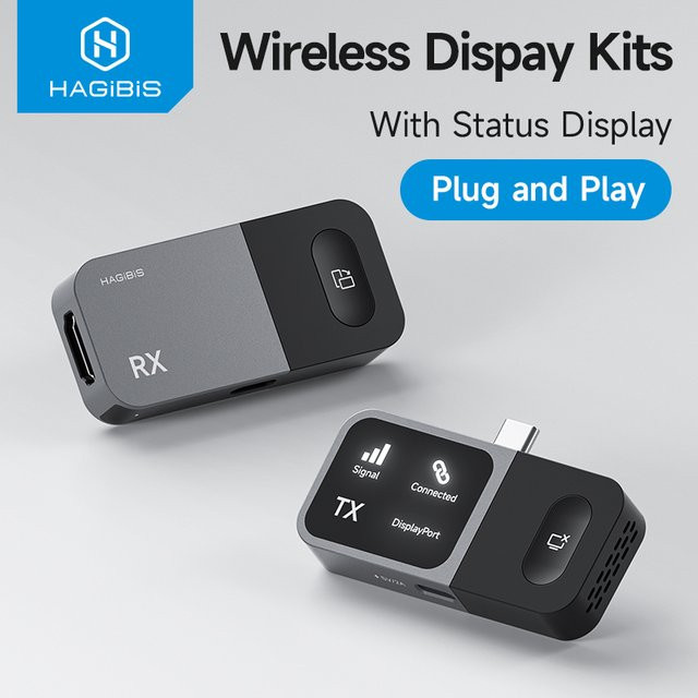 Hagibis Kabelloses USB-C HDMI Video-Extender Set für Handy, Tablet und Laptop zur Bildschirmspiegelung - Bild 1