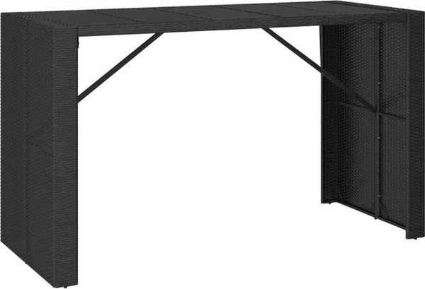vidaXL Bartisch aus Poly Rattan mit Glasplatte in Schwarz, B/T/H: 185 x 80 x 110 cm
