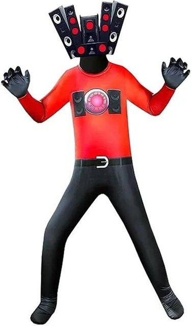WANG888 Skibidi Toilette Kostüm, Bodysuit, Maske, Rot - Bild 1