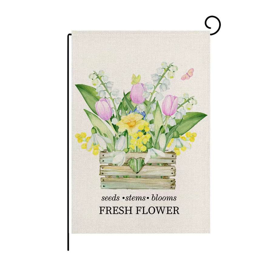 VIKAMA Frühlings-Gartenflagge mit floralem Blumenmuster, dekorative Leinenflagge für den Außenbereich, Mehrfarbig, B/H: 30 x 45 cm - Bild 1