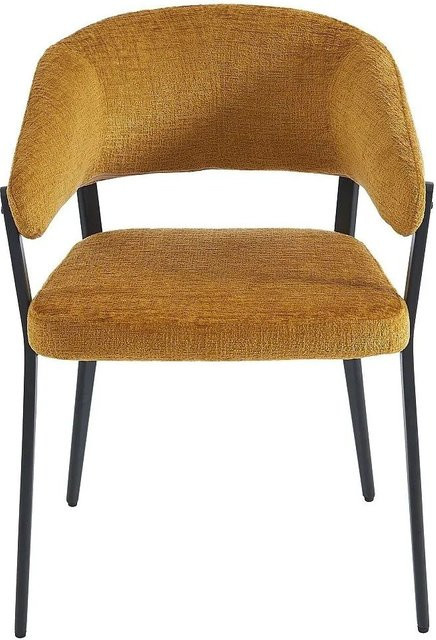 Vente-unique Stuhl Avrela in Senfgelb mit Armlehnen aus Stoff und Metall, Breite: 56 cm, Tiefe: 56 cm, Höhe: 56 cm - Bild 1