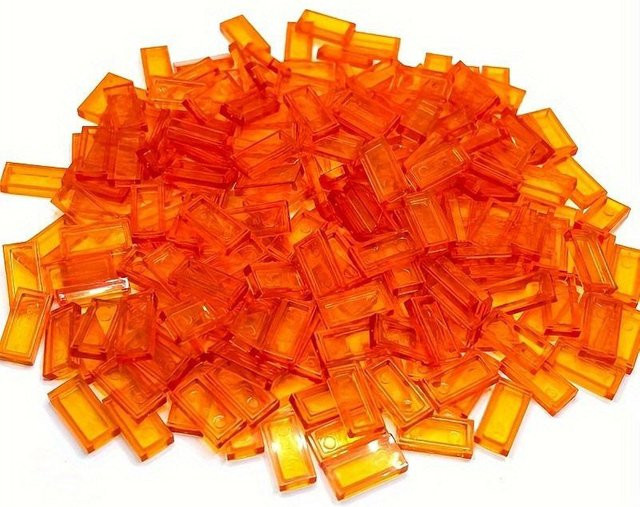 Wucifang Bags Transparente 1x2 Flache Lichtplatten, Orange, 100-teiliges Set, ab 6 Jahren - Bild 1