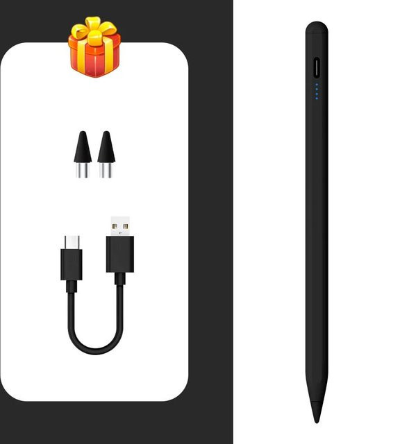 Wiederaufladbarer Stylus-Touch-Stift mit Neigungsfunktion für Samsung Galaxy Tab A9, A9+, S9FE, S9+, S8, S7, S7FE, S6lite, A7, A8, A7lite in Schwarz - Bild 1