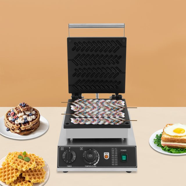 Sweetmile Waffeleisen Weizenstiel in Schwarz und Silber aus Edelstahl mit Timer und Temperaturregelung - Bild 1