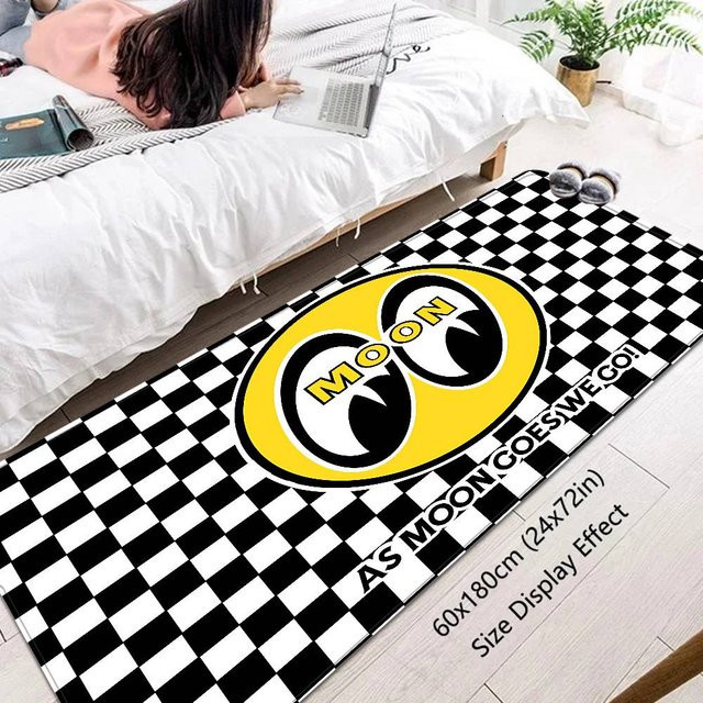 JDM-MOON-EYES Rutschfester Flurteppich im Retro-Checkerboard-Design, Waschbar, Mehrfarbig, B/T: 60 x 40 cm - Bild 1