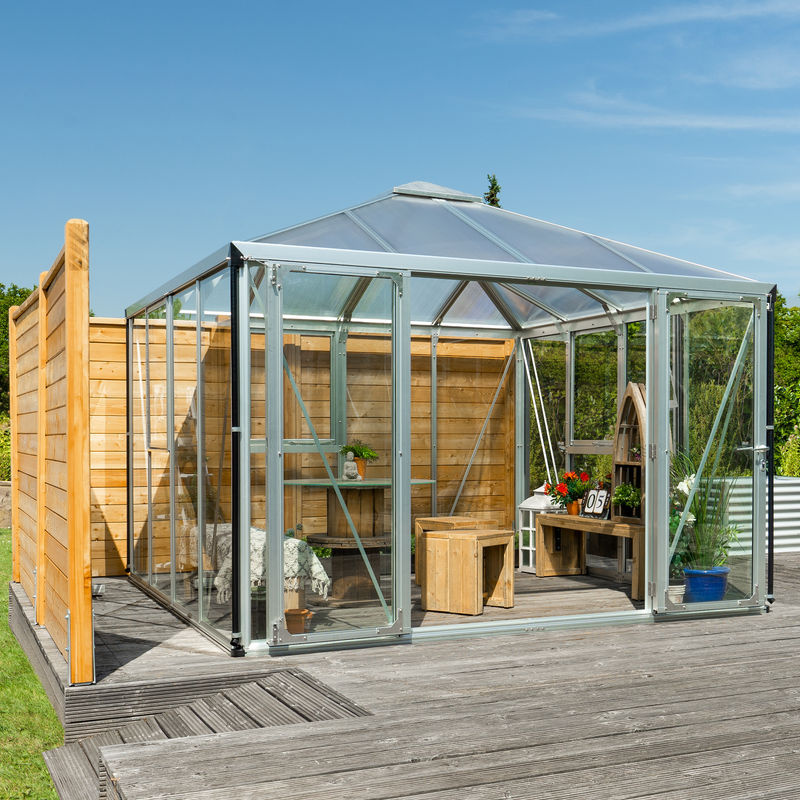 Vitavia Gewächshaus-Pavillon Fortuna aus eloxiertem Aluminium mit 3 mm ESG-Glas und 10 mm HKP, 10,2 m² - Bild 2