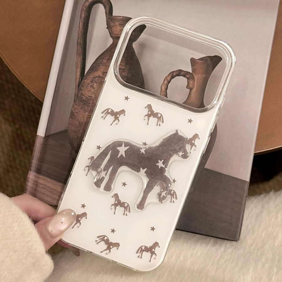 Potdemiel 3D Cartoon Pferd und Sterne Handyhülle für iPhone, stoßfestes Hard Cover mit Sternen-Design - Bild 3