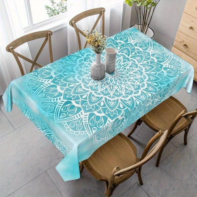 JMG Household Supplies Boho Mandala Tischdecke aus Polyester, Blau, B: 90 cm, T: 140 cm - Bild 1