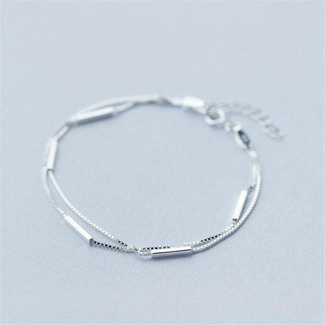 Armband & Armreif 925 Sterling Silber, Doppel Schicht, Geometrisch, Damen - Bild 1