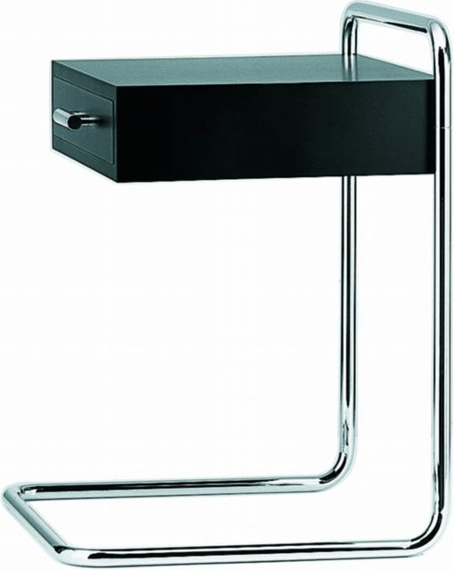 Thonet Beistelltisch B 117 in Schwarz mit verchromtem Rundrohr - Bild 1