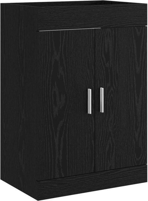 vidaXL Badunterschrank in Schwarz mit Eichen-Optik, modern und glänzend, B/T/H: 78,5 x 37,5 x 81 cm - Bild 1