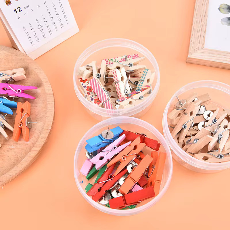 20 Stück bunte Holz-Pushpins als dekorative Clip-Pins für Korktafeln und Bürobedarf, Multicolour - Bild 2