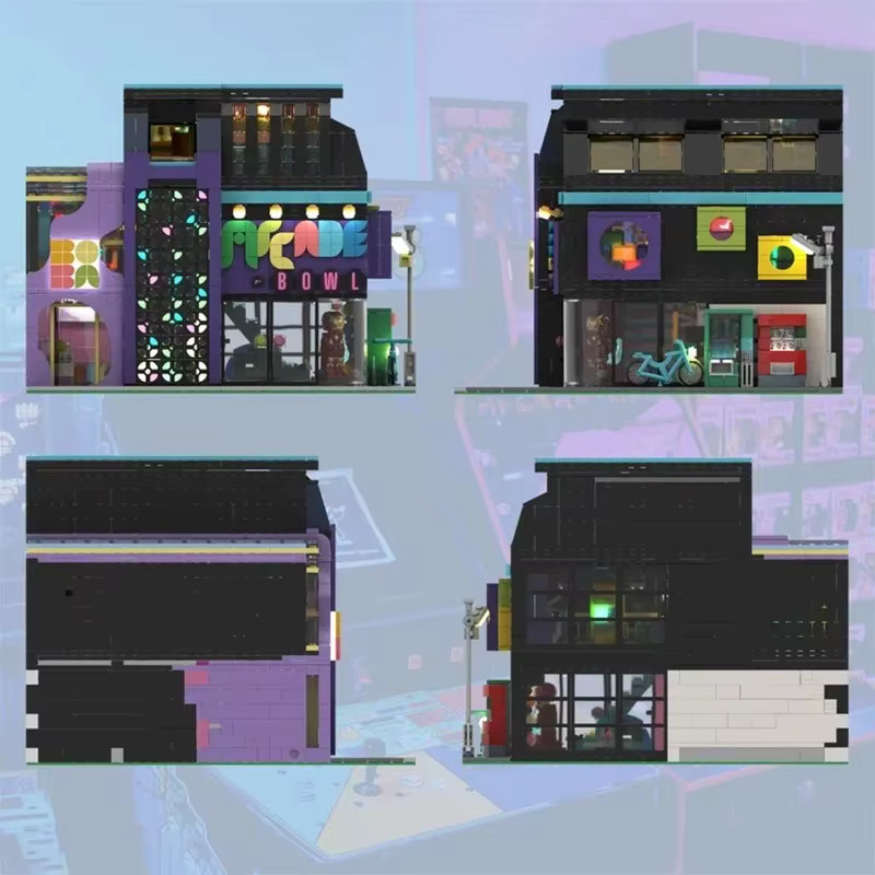 barweer Cyberpunk LED Arcade-Raum, Stadt-Architektur, Modulares Bausteine Spielhaus, 2600 Teile, ab 14 Jahre - Bild 4