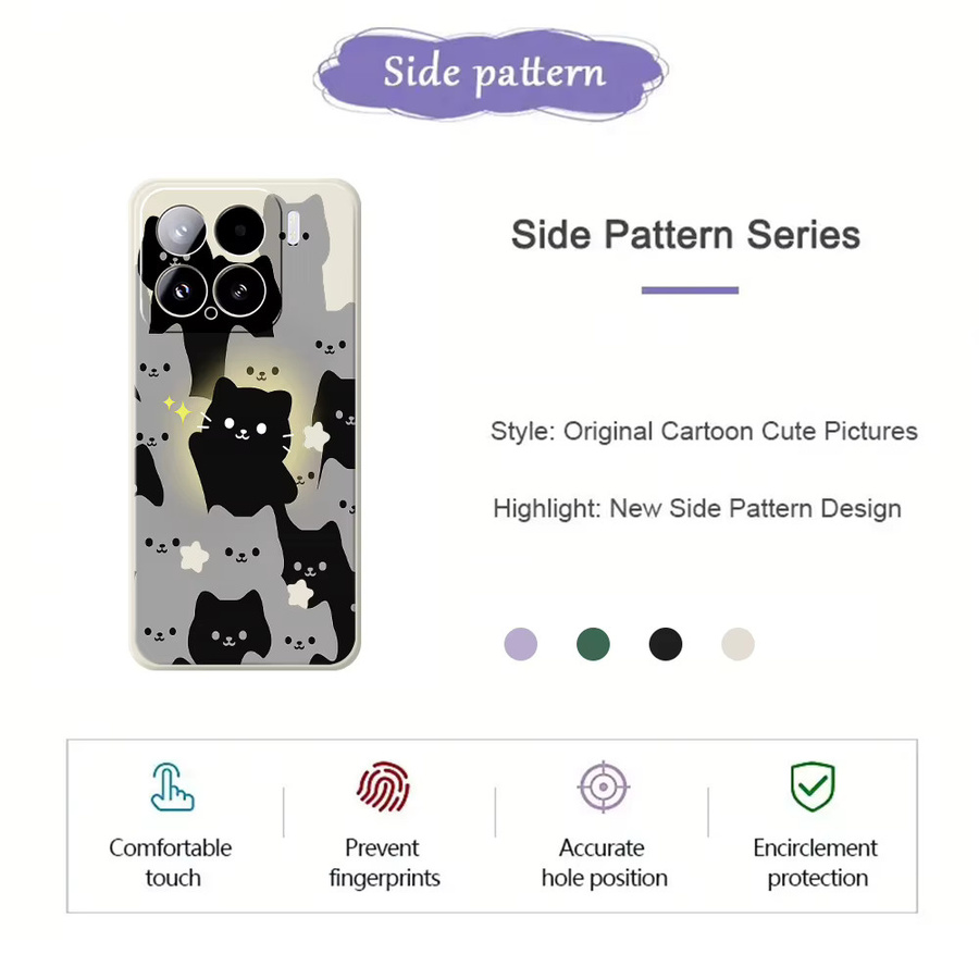 Silikon Handyhülle mit Katzenmuster für Xiaomi Mi 15 Ultra, Mi 14T, 13T, 12T, 11T Pro in Multicolour - Bild 3