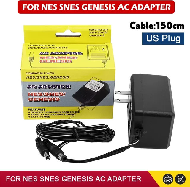 Hayoumon AC-Netzteil für NES, SNES und Sega Genesis Spielekonsolen, US-Stecker, Schwarz, Ausgang DC 9V 850mA - Bild 1