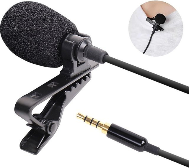KAFNHCKA Lavalier Mikrofon mit USB-C und 3,5 mm Klinke, tragbares Clip-on Mikrofon in Schwarz für DSLR-Kamera, PC und Laptop - Bild 1