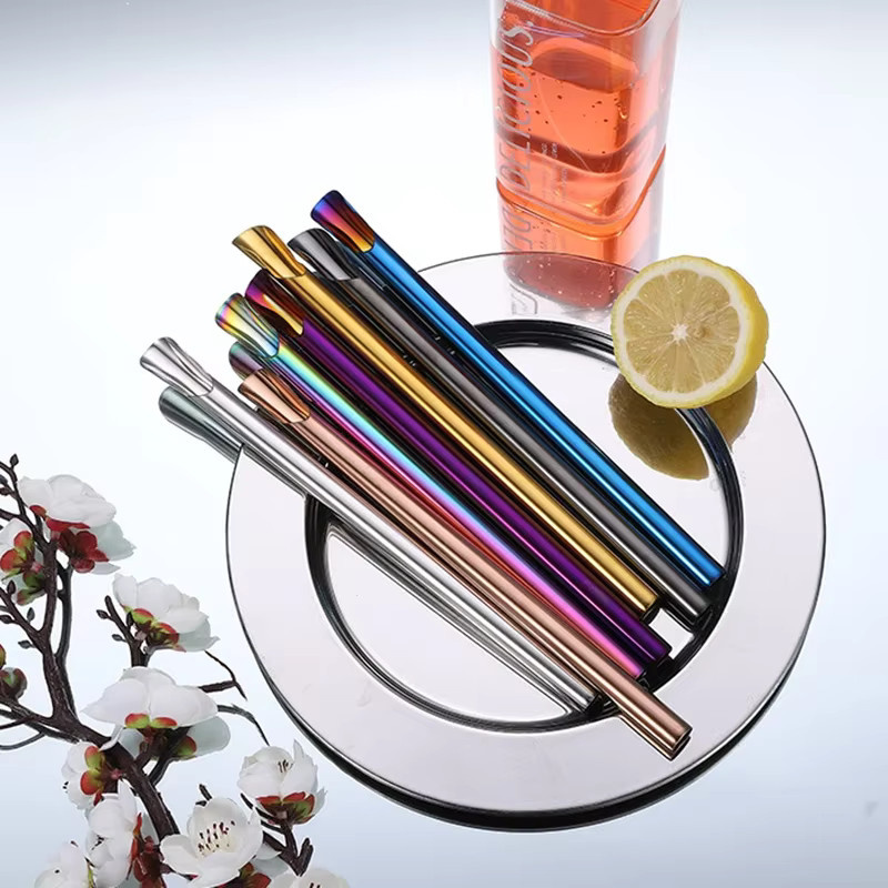 JANKNG 4-teiliges Edelstahl-Strohhalm-Set in Silber und Multicolour, wiederverwendbar für Bubble Tea und Milchshakes, inklusive Reinigungsbürste, Rührstab und Smoothie-Löffel-Strohhalm - Bild 5