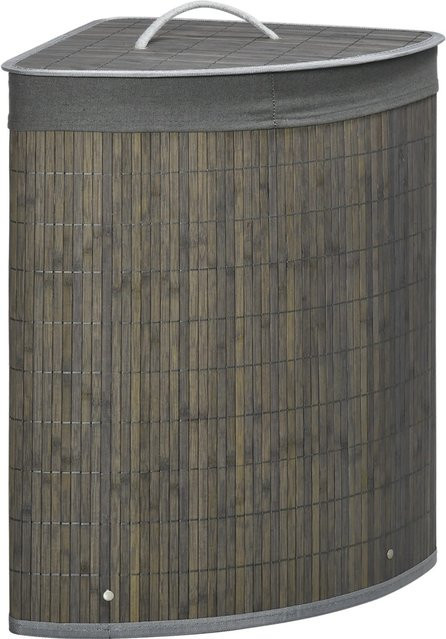 HOMCOM Wäschekorb mit Deckel aus Bambus in Grau, Volumen: 55l, B/T/H: 38 x 38 x 57 cm - Bild 1