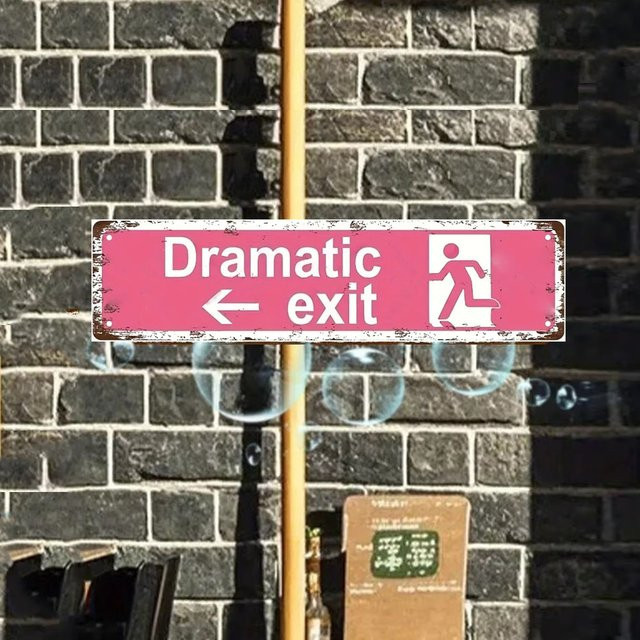 HELLOYOUNG Rustikales Metall-Wandschild Dramatic Exit Left Arrow in Pink, Rechteckiges Vintage Street Sign für Bar, Garage und Farmhouse Decor, B/H: 40,0 x 10,0 cm - Bild 1