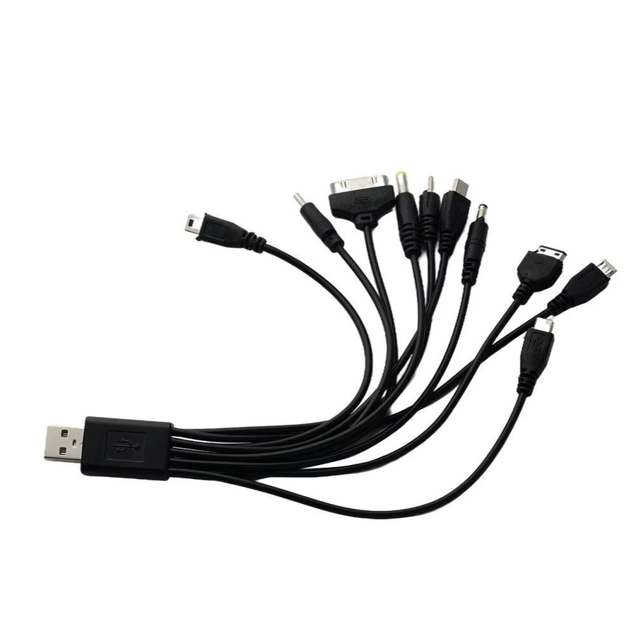 Universelles 10-in-1 Multi-Pin Ladekabel als Multifunktions-USB-Adapter in Schwarz für Telefon, Kopfhörer und Ladegeräte mit USB-A Anschluss - Bild 2