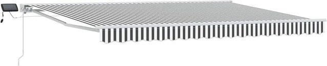 vidaXL Manueller Markisenrahmen mit LED-Beleuchtung aus Aluminium und Polyester in Anthrazit und Weiß, B: 400 cm, T: 300 cm - Bild 1