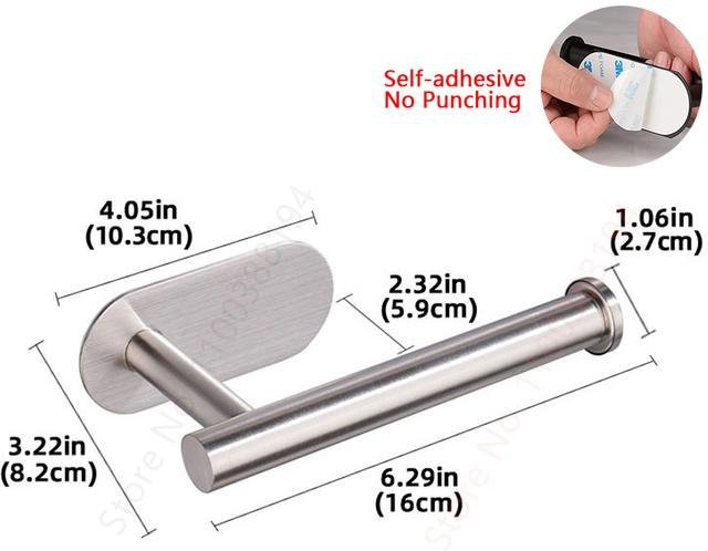 Selbstklebender Toilettenpapierhalter aus Edelstahl in Silber für Badezimmer und Küche ohne Bohren - Bild 1