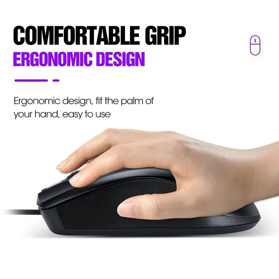 Kebidumei Ergonomische Optische USB-Maus in Schwarz für PC, Laptop und Mac OS - Bild 5