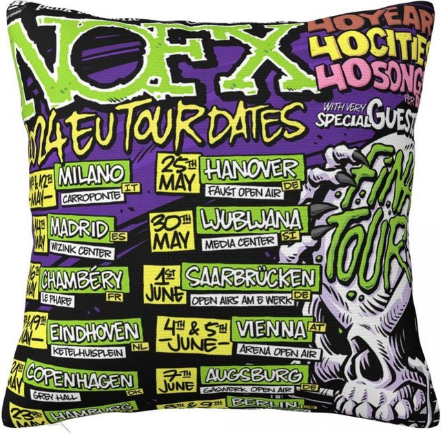 Quadratischer Kissenbezug Nofx Band Letzte Tour Schädel in Multicolor, B/B/H: 18 x 18 x 18 cm - Bild 1