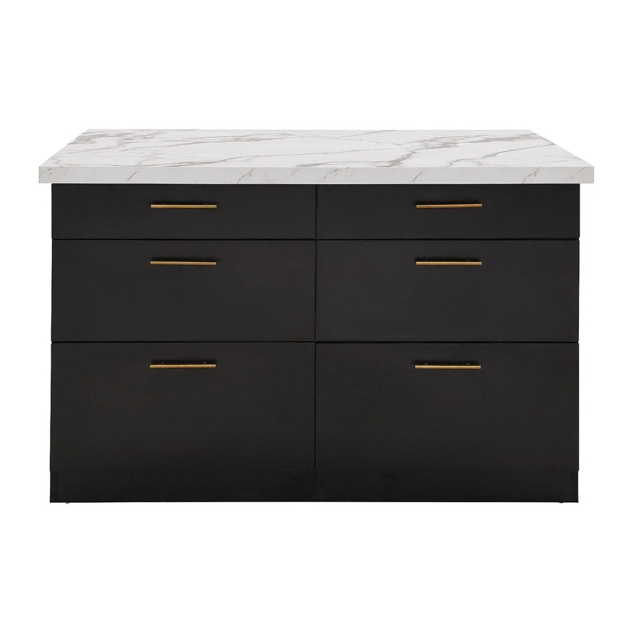 Kücheninsel Alegrita von Vente-unique in Schwarz und Weiß mit Marmor-Optik, Breite: 126 cm, Höhe: 104 cm - Bild 2