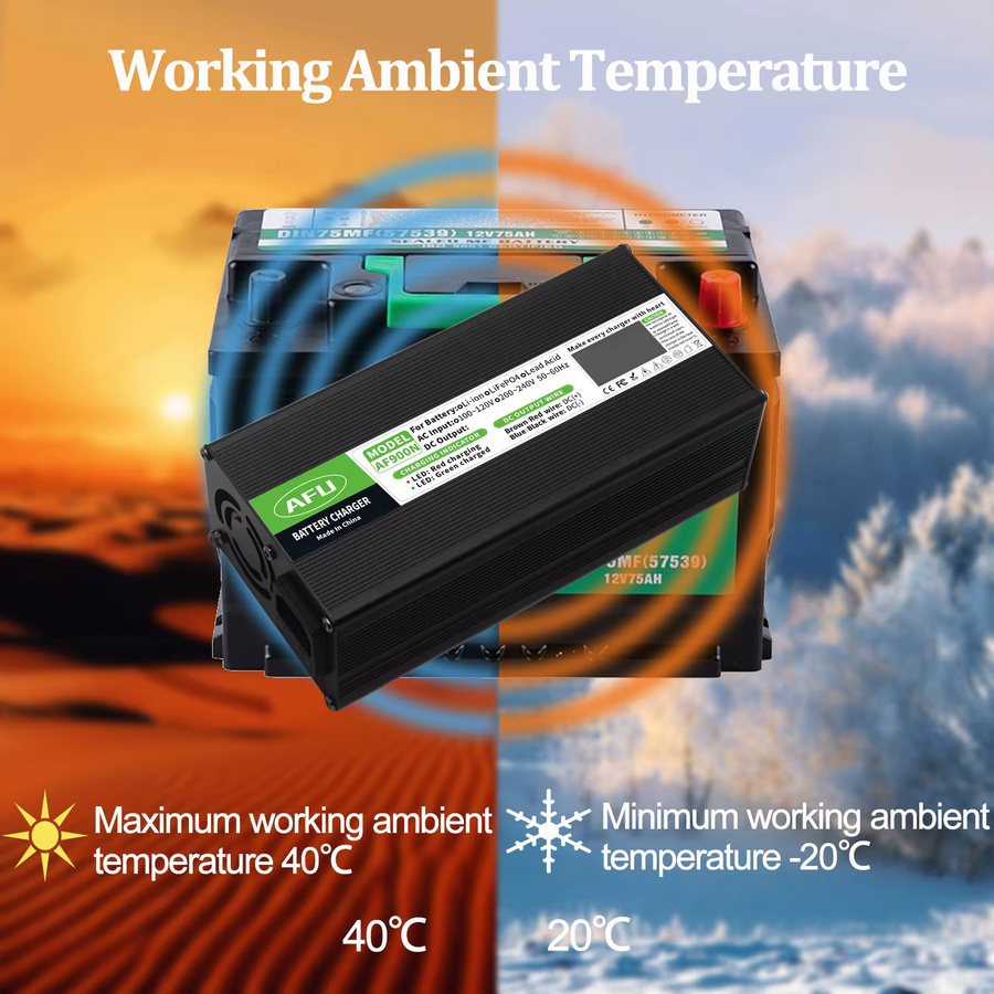 AFU Blei-Säure-Ladegerät 72V 10A mit Display und USB-Anschluss für AGM, GEL, VRLA und OPZV Batterien in Schwarz und Silber - Bild 4