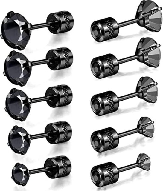 EVISPOL Ohrstecker Titan, Zirkonia, Schwarz, Unisex - Bild 1