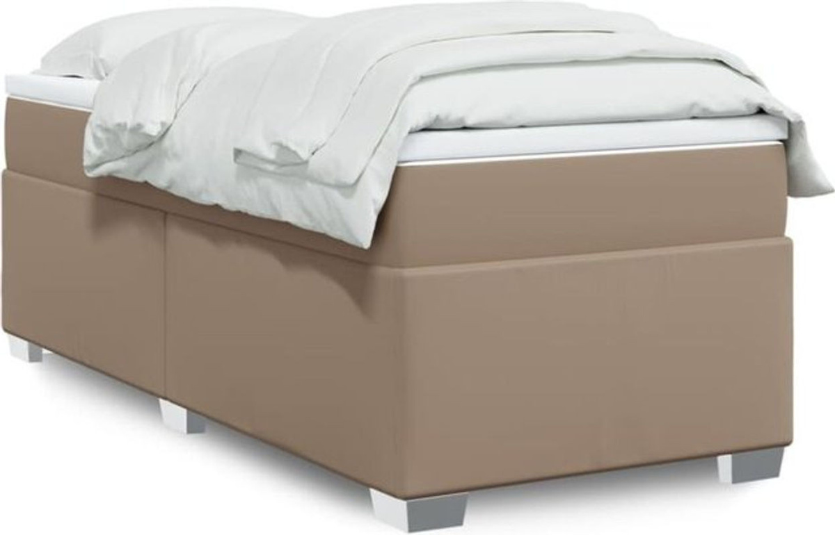 vidaxl Boxspringbett mit Matratze und Taschenfederkern in Braun und Weiß, Modern, B/T/H: 100 x 200 x 46 cm - Bild 1