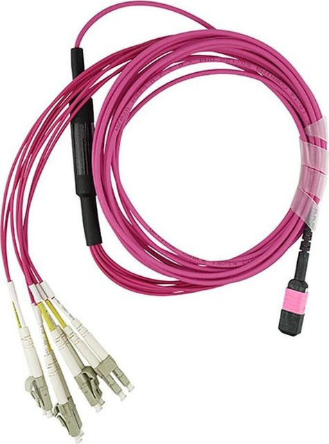 Lenovo BlueOptics LWL Breakout Patchkabel MPO/UPC auf 4x Duplex LC/UPC, Multimode OM4 G50/125µm, Farbe: Magenta, Länge: 5 Meter - Bild 1