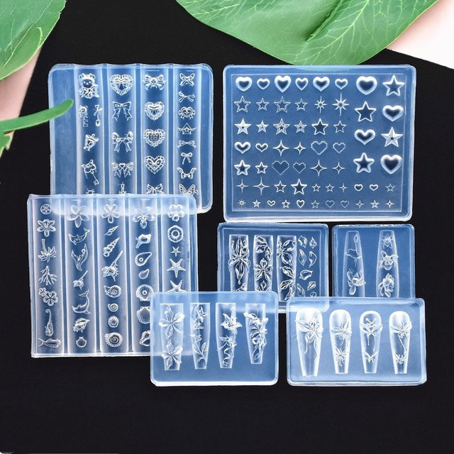 SNASAN Silikonform für Nail Art, Stern Herz Muschel Blumen - Bild 1