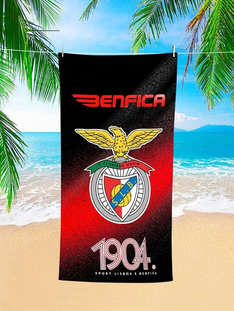 Benfica 1904 Bedrucktes Strandtuch aus Polyester, Rot, B/H: 100 x 180 cm - Bild 1