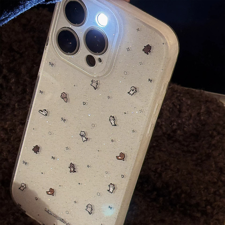 MUQGEW Koreanische Cartoon Mini-Kätzchen Handyhülle mit Glitzer für iPhone 17, 16e, 15, 14, 13, 12, Pro Max, 11 – Stoßfeste weiche Schutzhülle - Bild 4