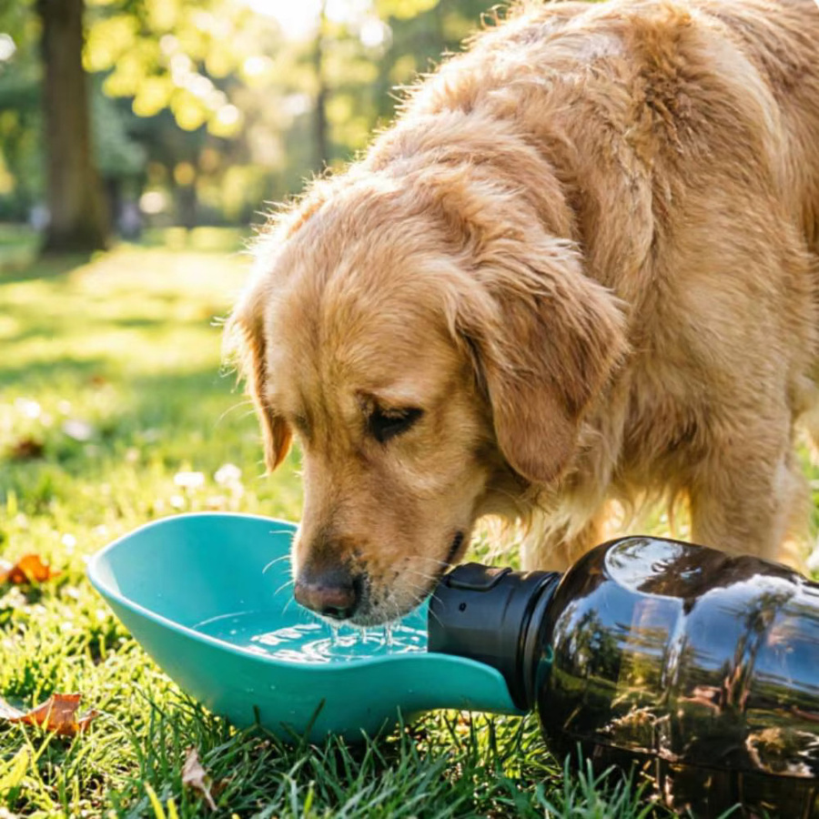 Holapet Tragbare Hundetrinkflasche mit faltbarer Schüssel für Hunde und Katzen, 800ml, Blau/Grau - Bild 4