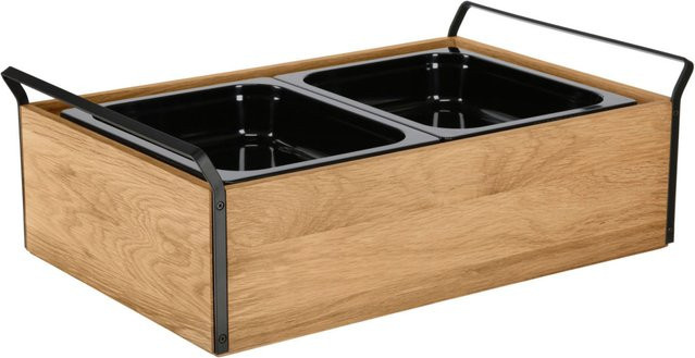 VEGA Buffet-Kühltablett Esino hoch in Eiche/Schwarz, rechteckig, B/T/H: 61,9 x 38,6 x 20,9 cm - Bild 1