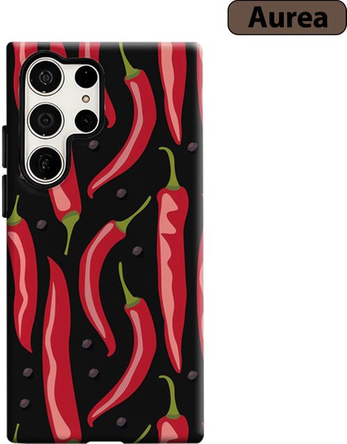 Stoßfeste Doppelschicht Handyhülle Würzige Chili-Pfeffer Fiesta für Samsung Galaxy S25 Ultra, S24, S23 Ultra und Plus in Multicolour - Bild 1