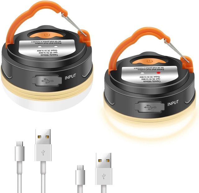 Tragbare USB Camping Laterne in Weiß und Schwarz mit 1200mAh Akku für Outdoor und Wandern - Bild 1
