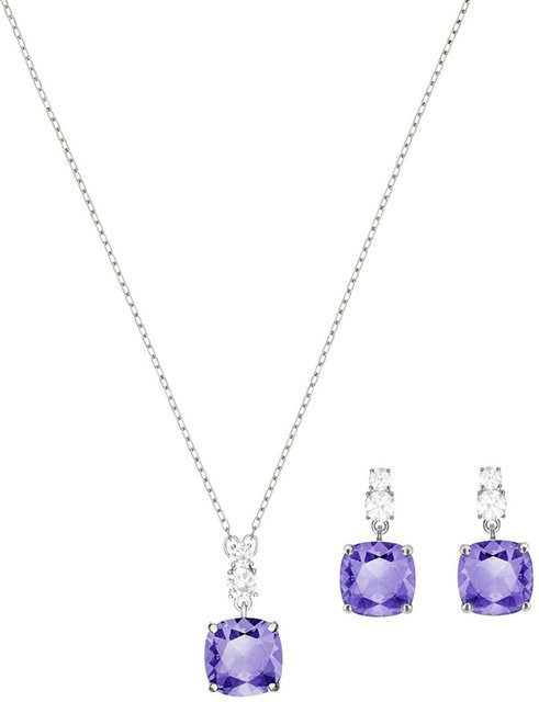 Swarovski Schmuck-Set Damen, Amethyst, Kristall, Silber, Weiß - Bild 1
