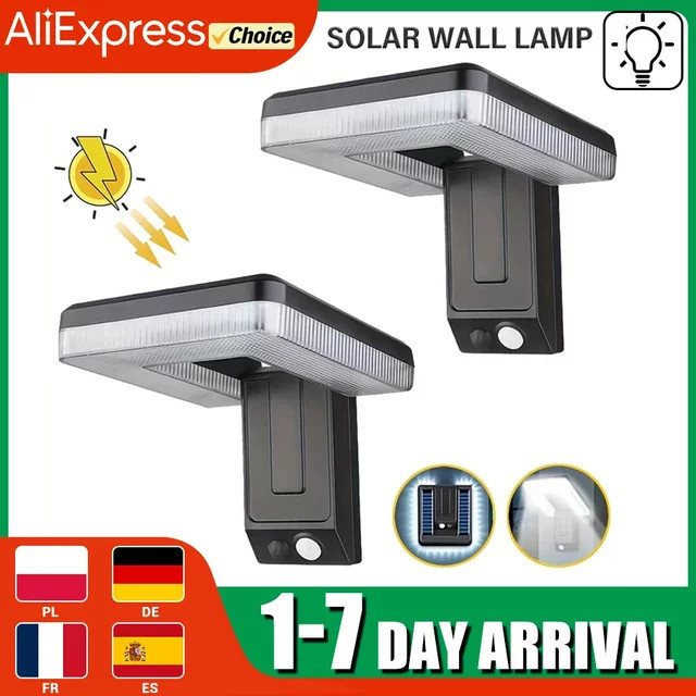 XIWANGFIRE Solar-Wandleuchte Schwarz mit LED, Bewegungsmelder und Fernbedienung, IP65 wasserdicht, faltbare Außenlampe für Garten und Weg - Bild 1