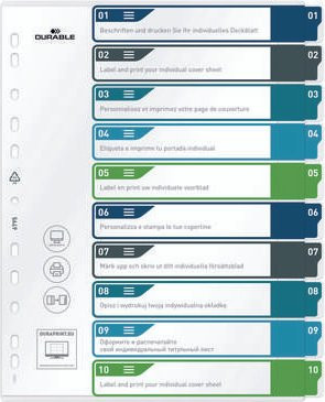 Durable Register DIN A4+, 10-teilig, EDV-beschreibbare Indexblätter mit farbigen Taben, Mehrfarbig - Bild 1